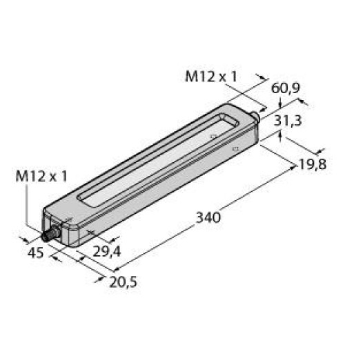 WLC60 Work Light, Length: 340, Nickel-Plated Aluminum, Voltage: 12-30 V dc, Environmental Rating: IP68g, IP69K, Color: White, Cascadable, Window: Polycarbonate, 4-pin M12 Integral QD, Side exit