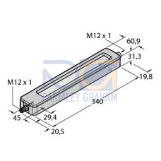 WLC60 Work Light, Length: 340, Nickel-Plated Aluminum, Voltage: 12-30 V dc, Environmental Rating: IP68g, IP69K, Color: White, Cascadable, Window: Glass, 4-pin M12 Integral QD, Side exit