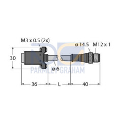 Cordset: Double Ended LS-Custom to M12, 12-pin Straight Female, 5-pin Straight Male, 0.3 m 5x22 Yellow PVC Jacket, PVC Black, Nickel-Plated Brass Coupling Nuts