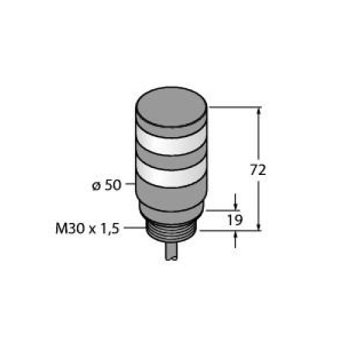 Beacon Tower Light: 2-Color Indicator, Voltage: 12-30 V dc or 24 V ac, Environmental Rating: IP67, Input: Bimodal, Colors: Yellow rotate Red steady, 2 m (6.5 ft) Integral Cable