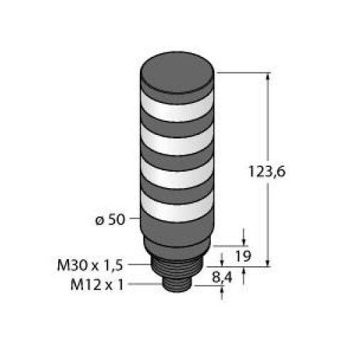 Compact Tower Light: 4-Color Indicator, Voltage: 12-30 V dc or 24 V ac, Environmental Rating: IP67, Input: Bimodal, Colors: Blue Green Yellow Red, M12 Integral QD