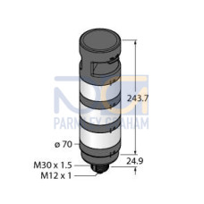 TL70 Tower Light, Black Housing: 3-Color Audible Indicator, Voltage: 12-30 V dc, Environmental Rating: IP65, Input: Bimodal, Colors: Green Yellow Red, 5-pin M12 Integral QD