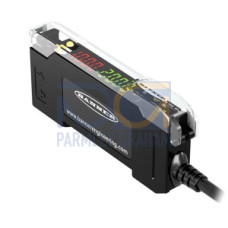 DF-G3 Red Beam High Power Dual Display Fiber Amplifier, Range: Depends on Fiber, Input 10-30 V dc, Output 1: Push/Pull with IO-Link, Output 2: PNP only, 4-conductor 2 m PVC Cable