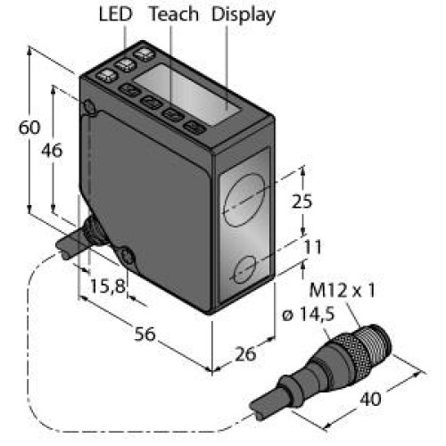 Photoelectric Sensor, Diffuse-Mode Laser Sensor (Triangulation), With Switching
