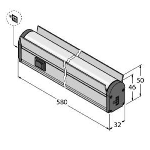 WLB32 Work Light Bar, Switched Hi/Low/Off, Length: 570, Voltage: 12-30 V dc, Environmental Rating: IP50, Color: White, Cascadable, Eye Shield, 4-pin M12 Integral QD, Diffuse Window