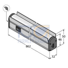 WLB32 Work Light Bar, Switched Hi/Low/Off, Length: 850, Voltage: 12-30 V dc, Environmental Rating: IP50, Color: White, Cascadable, Eye Shield, 4-pin M12 Integral QD, Diffuse Window