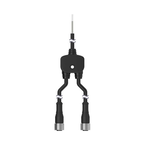 Splitter Flying Leads to M12F and M12F connectors, 4-pin, Non-Shielded, IP68, AWG 22, Black PVC cord, Straight Connectors, Trunk: 7.6 m, Branches: 0.3 m
