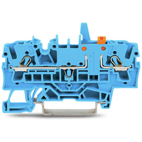 2-conductor disconnect/test terminal block, with mechanical interlock, with test option, blue