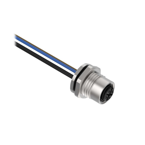 Receptacle 4-pin Female, 4x22 PVC 1 m Length, Rear Mount PG9 w/ Locknut