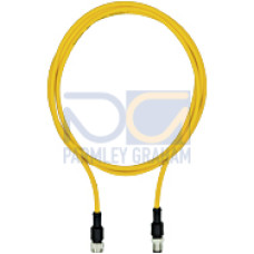 Connection cable, PUR, yellow RAL1003, 5-pin, socket straight, onconnector straight M12, A-coded, cable length: 3m
