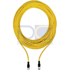 Connection cable, PUR, yellow RAL1003, 5-pin, socket straight, onconnector straight M12, A-coded, cable length: 10m