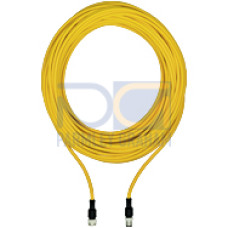 Connection cable, PUR, yellow RAL1003, 5-pin, socket straight, onconnector straight M12, A-coded, cable length: 30m