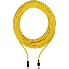 Connection cable, PUR, yellow RAL1003, 5-pin, socket straight, onconnector straight M12, A-coded, cable length: 20m