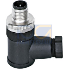Plug-in connector, 5-pin, connector angled M12, A-coded,screw connection, material threaded ring: CuZnnickel-plated, outer cable diameter: 4-6mm