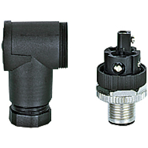 Plug-in connector, 5-pin, connector angled M12, B-coded,screw connection, material threaded ring: CuZnnickel-plated, outer cable diameter: 4-6mm