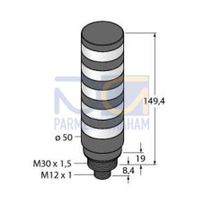 TL50 Pro Tower Light with IO-Link, Compact Black Housing: 5-Segment, Voltage: 18-30 V dc, Environmental Rating: IP67, Colors: Multicolor, 4-pin M12 Integral QD