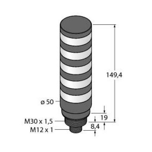 TL50 Pro Tower Light with IO-Link, Compact Black Housing: 5-Segment, Voltage: 18-30 V dc, Environmental Rating: IP67, Colors: Multicolor, 4-pin M12 Integral QD