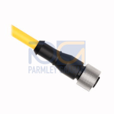 Cordset: Single Ended M12, 8-pin Straight Female, 4.57 m 8x24 Yellow PVC Jacket, Nickel-Plated Brass Coupling Nut