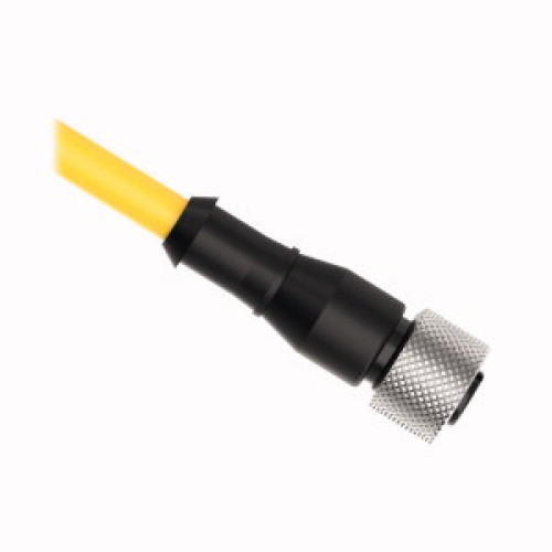 Cordset: Single Ended M12, 8-pin Straight Female, 4.57 m 8x24 Yellow PVC Jacket, Nickel-Plated Brass Coupling Nut