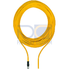 Connection cable, PUR, yellow RAL1003, suitable for drag chains, 8-pin,connectorstraight M12, on open line end, A-coded, cable length: 5m
