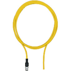 Connection cable, PUR, yellow RAL1003, 5-pin, connector straight M12, onopen line end, A-coded, cable length: 3m