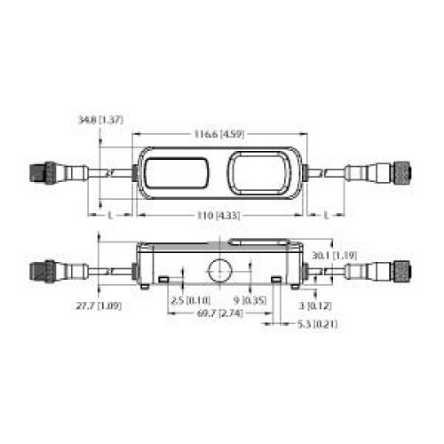 PTL110 node, Voltage: 10-30 V dc, Environmental Rating: IP54, 200 Fixed Field, Touch Sensor, 150 (6 in) PVC Shielded M12 Pigtail QDs