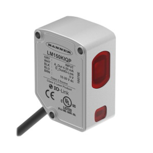 Laser Displacement Sensor, Range: 40-80, Input: 10-30 V dc, Outputs: Analog: 0-10 V, Discrete: Push/Pull, IO-Link, 150 (6 in) M12 Pigtail QD