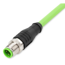 ETHERNET/PROFINET cable, straight 2 m fitted on one end D-coded M12 plug, straight one free cable end