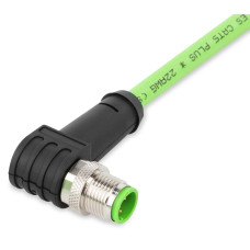 ETHERNET/PROFINET cable, angled 5 m fitted on one end D-coded M12 plug, angled one free cable end