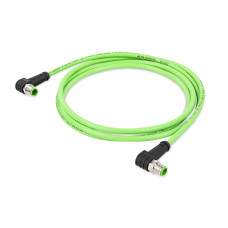 ETHERNET/PROFINET cable, angled 2 m fitted on both ends D-coded M12 plug, angled M12 plug, angled