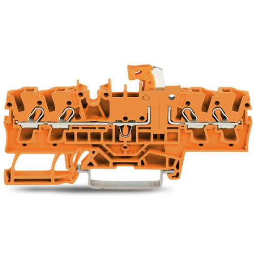 4-conductor disconnect/test terminal block, with test option, orange disconnect link, orange