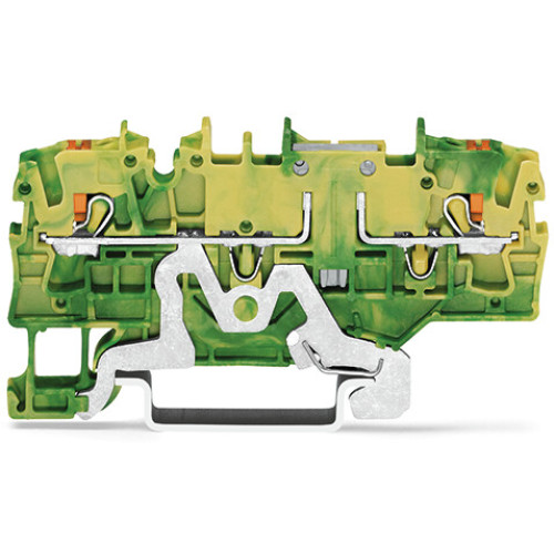 2-conductor ground terminal block, with push-button, 2.5 mm&sup2;, green-yellow