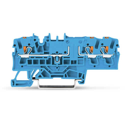 3-conductor disconnect/test terminal block, with push-button, with test option, blue