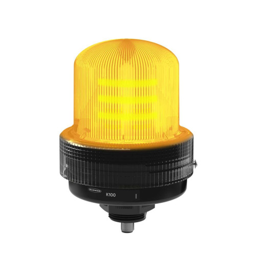 K100 Basic Daylight Visible Beacon: 1-Color Indicator, 12-48 V dc, Polycarbonate, IP66, Yellow, 5-pin M12 Integral QD