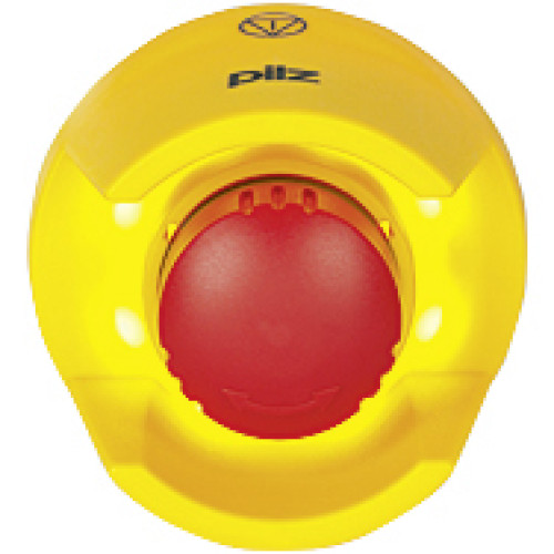 PITestop, E-STOP pushbutton IP65, illuminated, with E-STOP symbol,protective collar and logo, installation diameter: 22.3 mm.