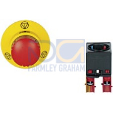 PITestop, E-STOP/contact block set, consisting of E-STOP pushbutton withE-STOP symbol and logo and contact block with monitoring, 2 N/C,terminals(screw type).