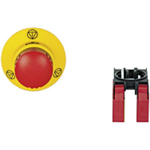 PITestop, E-STOP/contact block set, consisting of E-STOP pushbutton withE-STOP symbol and logo and contact block with monitoring, 2 N/C, withspring-loaded terminals.