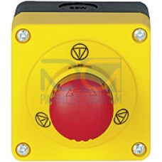 PITestop, E-STOP/contact block incl. surface mount housing, setconsisting ofE-STOP pushbutton with E-STOP symbol and logo and contact blockwith monitoring, 2 N/C, 1 signal contact, 1 N/O, terminals (s