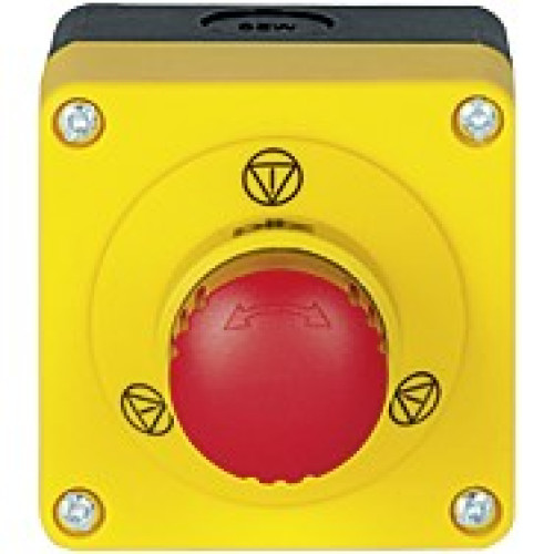PITestop, E-STOP/contact block incl. surface mount housing, setconsisting ofE-STOP pushbutton with E-STOP symbol and logo and contact blockwith monitoring, 2 N/C, 1 signal contact, 1 N/O, terminals (s