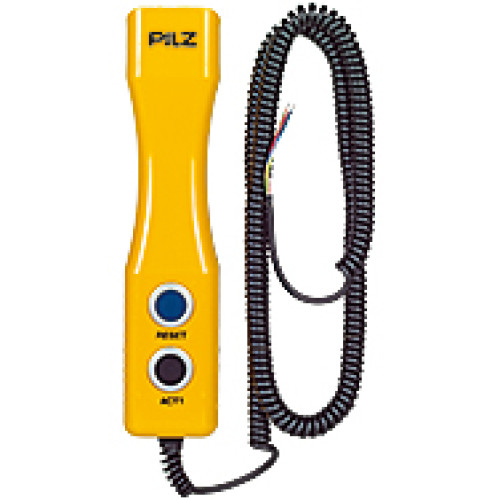 PITjog manually operated control device 3 built-in pushbuttons,connection via 10-pin coiled cable with open end.