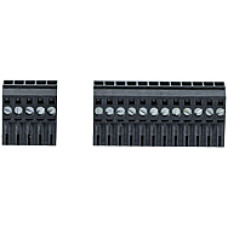 PITmode connector set for electronic operating mode selector switch PITm3.2p.Consisting of 1 x 5-pin and 1 x 13-pin female connector strip inspring force version. Cable outlet straight.