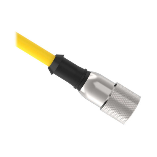 Cordset: Single Ended M12, 6-pin Straight Female C Code, 2 m (6.56 ft) 6x22 Yellow PVC Jacket, Nickel-Plated Brass Coupling Nut