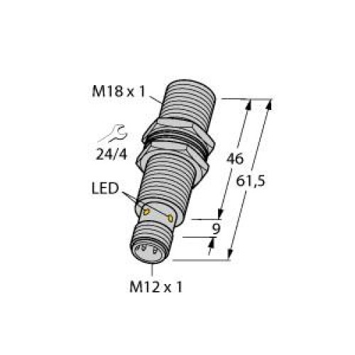 Inductive Sensor, Operating voltage 1065 VDC, Rated switching distance