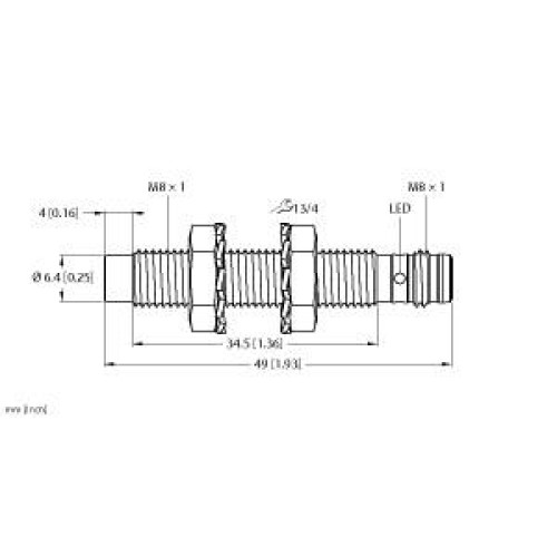 Inductive Sensor, Operating voltage 1030 VDC, Rated switching distance