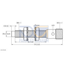 Inductive Sensor, Operating voltage 1030 VDC, Rated switching distance