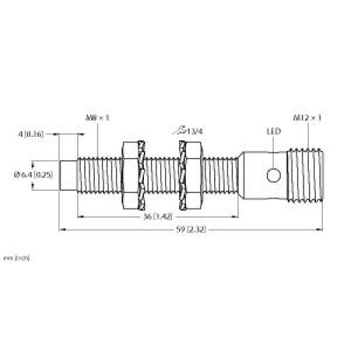 Inductive Sensor, Operating voltage 1030 VDC, Rated switching distance