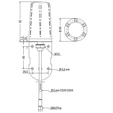 Radio antenna, with 2m cable and SMA plug, GSM/ UMTS/ LTE/ Bluetooth/ WLAN,