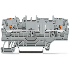 2-conductor carrier terminal block, with push-button, with additional jumper position, gray
