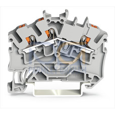 3-conductor through terminal block, with push-button, 2.5 mm&sup2;, gray