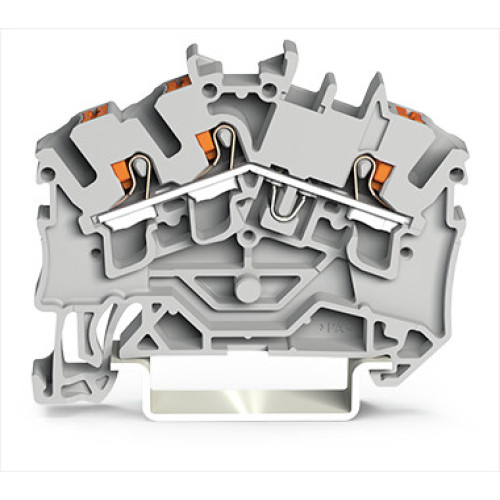 3-conductor through terminal block, with push-button, 2.5 mm&sup2;, gray